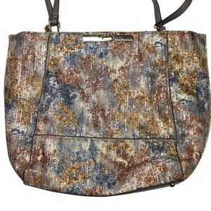 Enzo Angiolini Sequin Shoulder Bag in Blue, Gold, and Brown 17" X 13" X3"